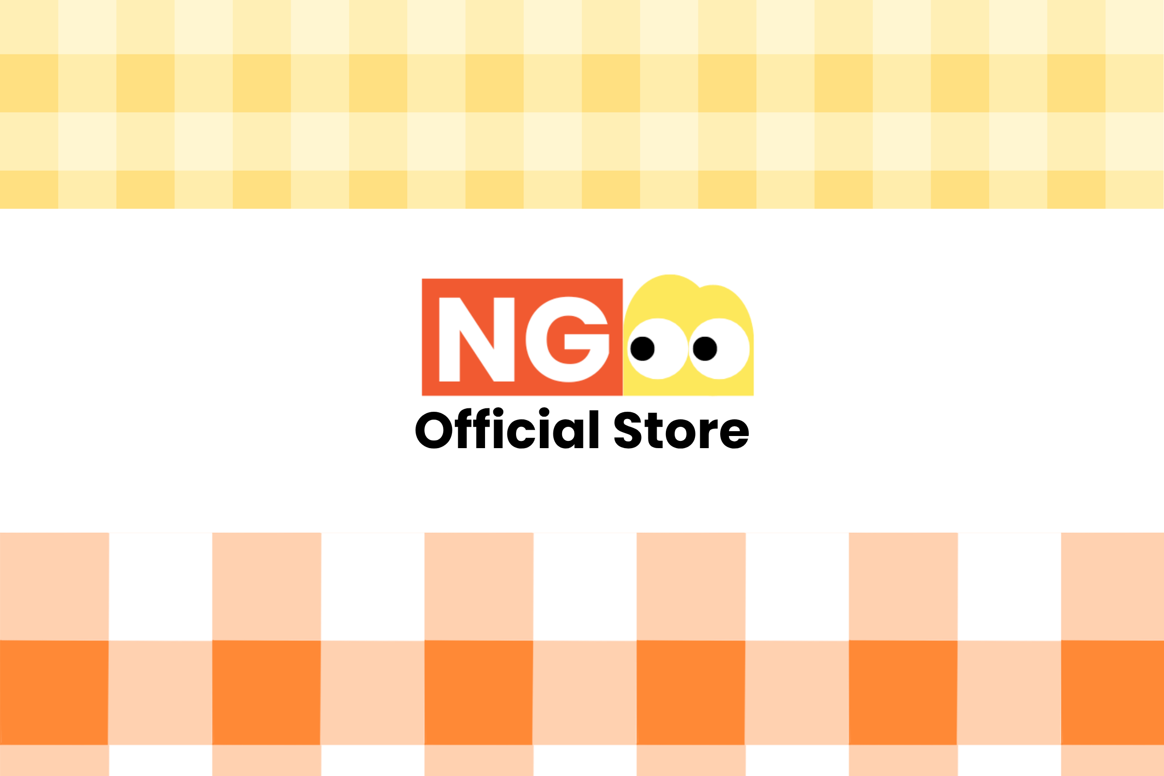 NG Official Store dengan pola gingham kuning dan orange